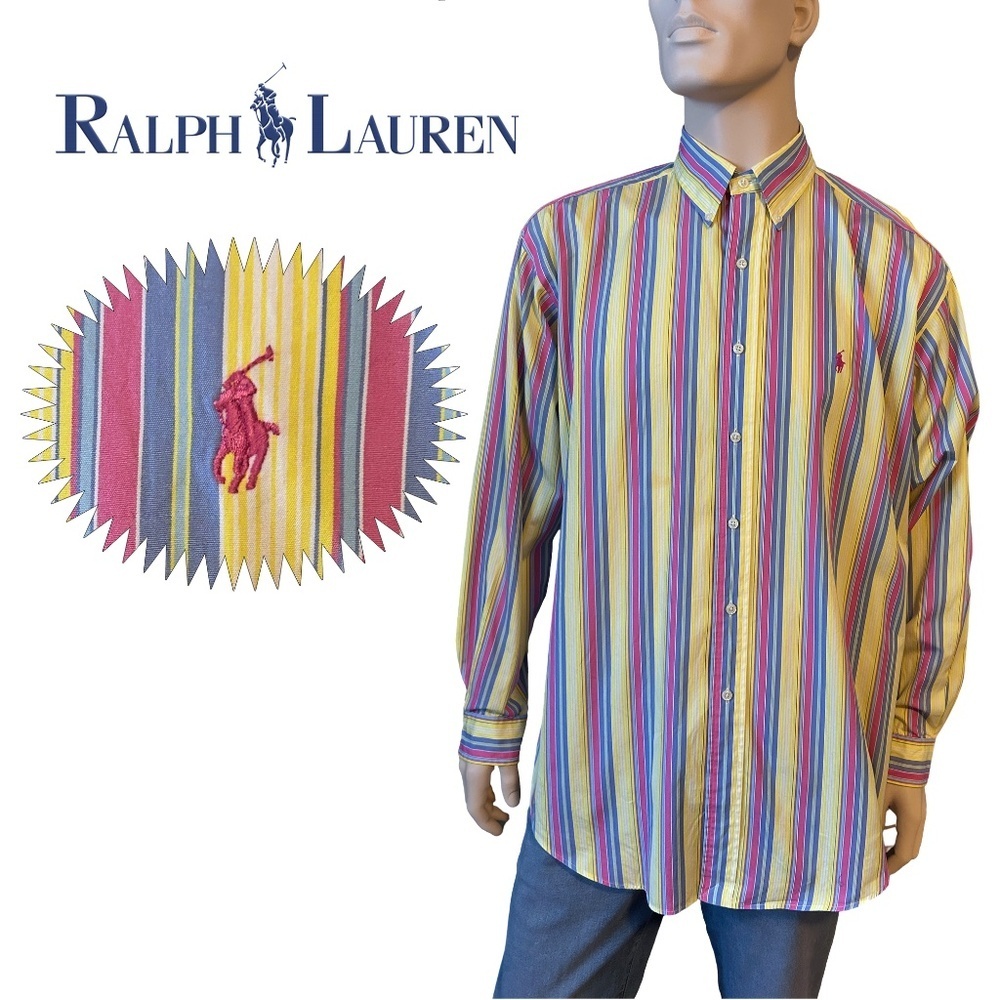 Ralph Lauren Blake Shirt Dress Casual Cotton Colourful Stripe Pony Logo
